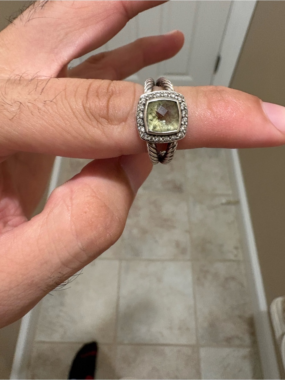 Authentic David Yurman albion Citrine 11mm Diamonds Ring Size 7